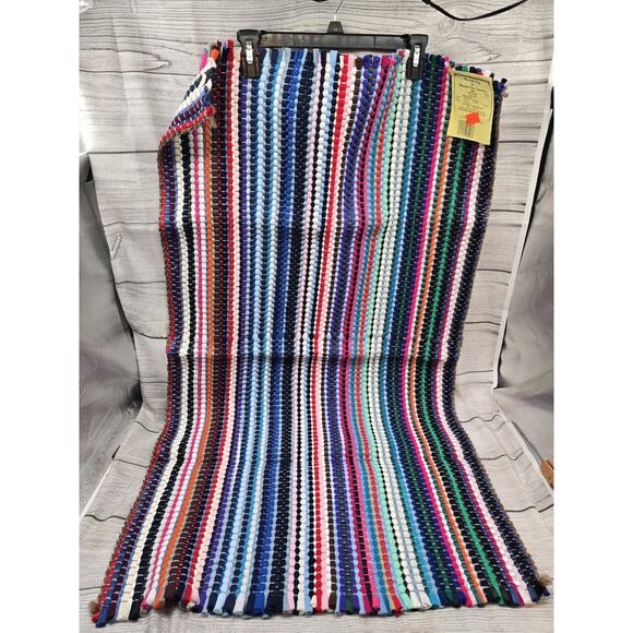NWT Braided Rag Rug Striped Reversible Throw Rug 24”x45” - Picture 1 of 2